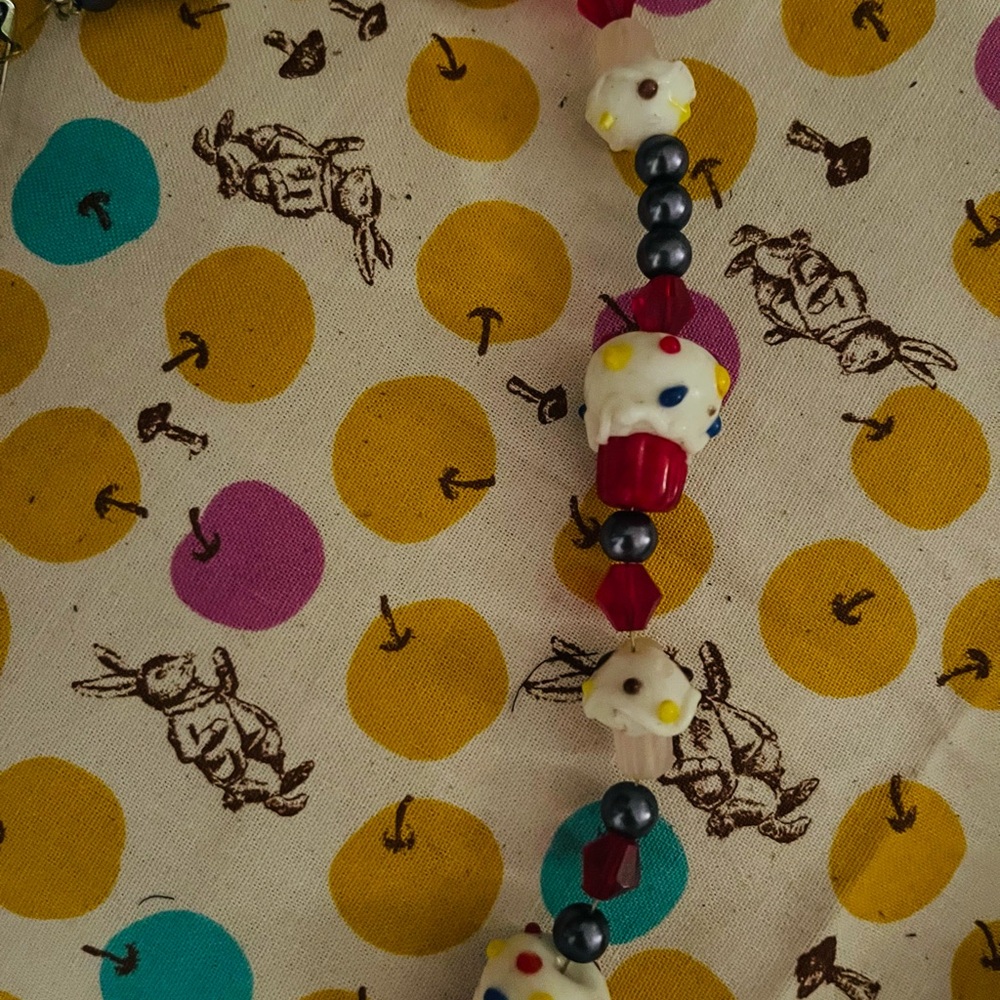 Colorful Beaded cupcakes choker handmade by me glass ooak